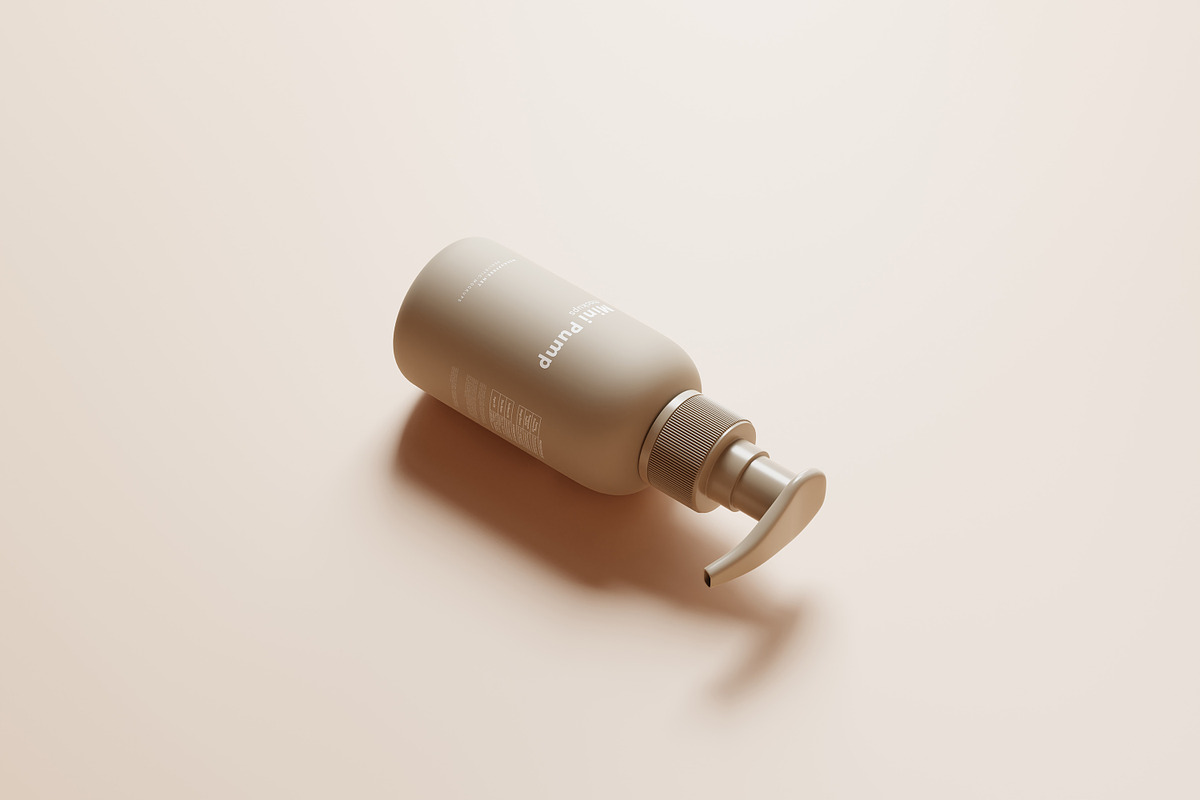 Travel Size Mini Pump Bottle Mockup, a Packaging Mockup by MockupFree.Net (Photo 7 of 8)