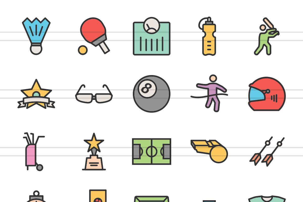 150 Fitness & Sport Filled Line Icon, an Outline Icon by IconBunny (Photo 2 of 6)