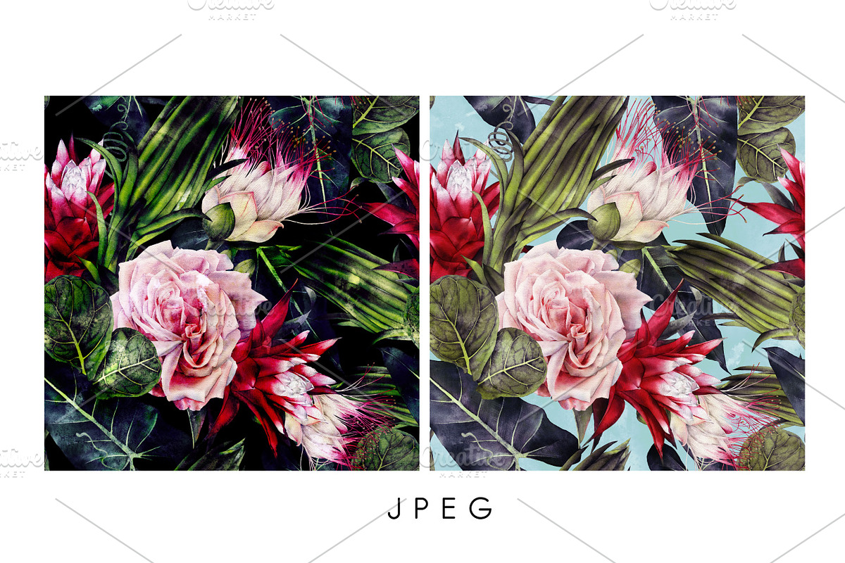 Seamless tropical patterns, a Pattern Graphic by ollalya (Photo 3 of 17)