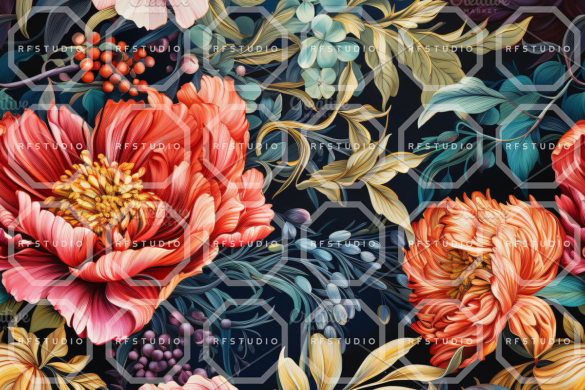 GEMSTONE BLOOMS. Seamless Patterns, a Texture Illustration by RefinedFantasyStudio (Photo 8 of 9)