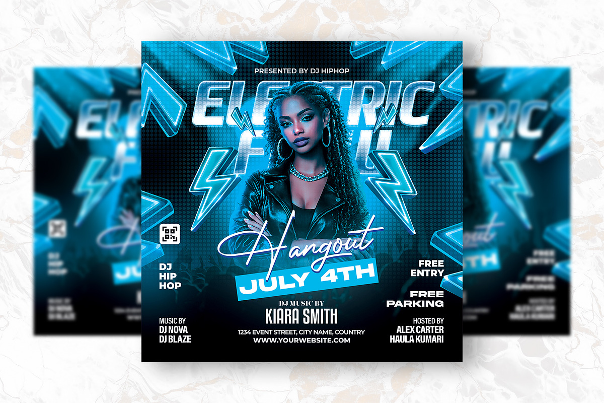 Electric Flow Party flyer Design, a Flyer Template by Shajib Shikder (Photo 2 of 2)