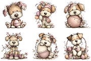 Whimsical Easter Dogs Clipart, an Illustration by CraftArtStudio (Thumbnail 3 of 6)