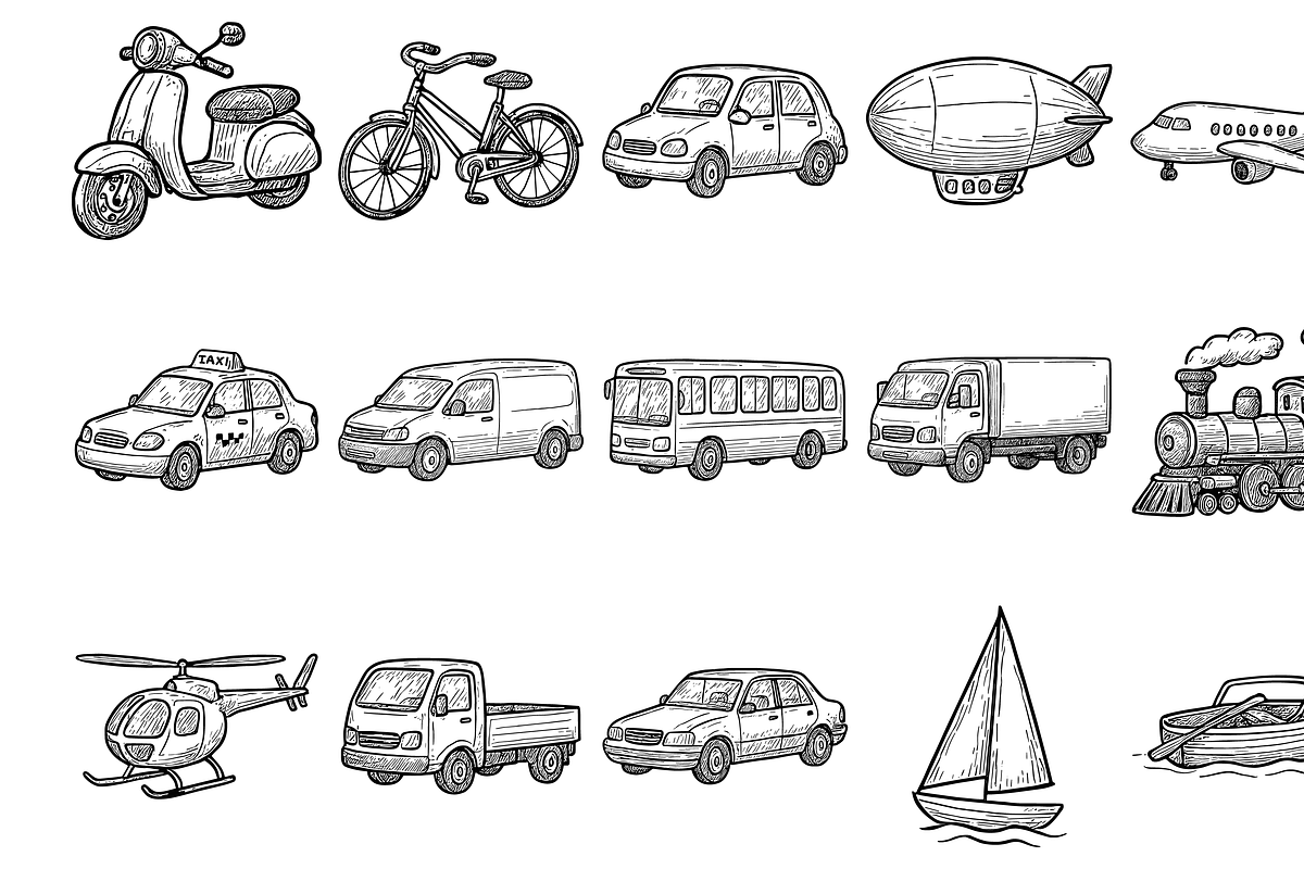 Transportation Vehicle Set, an Object Graphic by nikagraphic