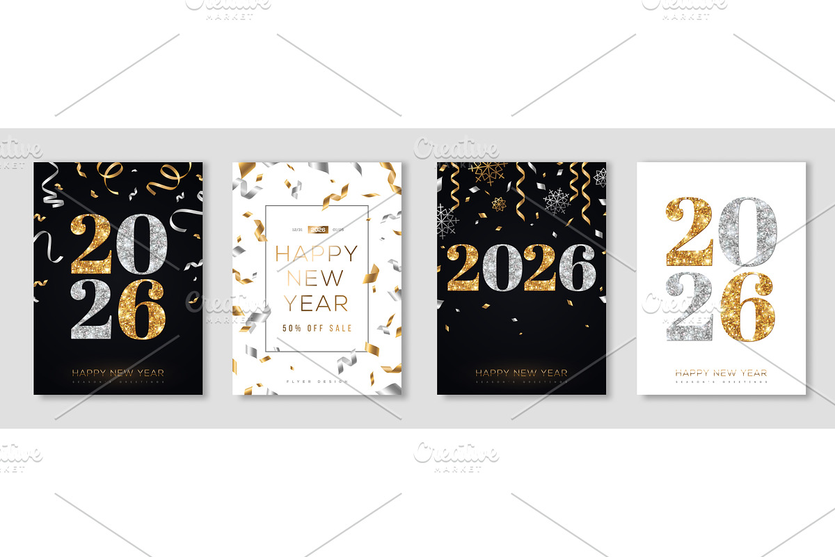 2026 New Year posters set, an Object Illustration by kotoffei