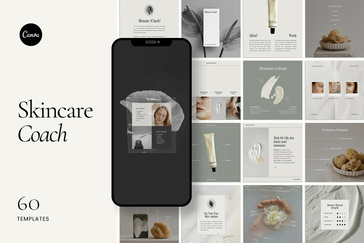Skincare Coach Templates - Canva, a Social Media Template by Willoe Studio (Photo 1 of 11)