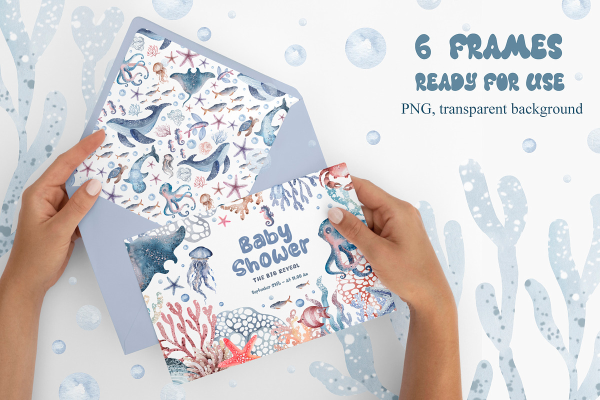 Ocean Animals Watercolor Clipart, an Animal Illustration by LenArt (Photo 9 of 16)