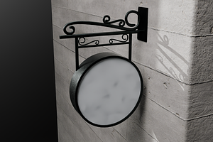Vintage Hanging Signboard 3D Model, an Object 3D Model by Dudukbersama