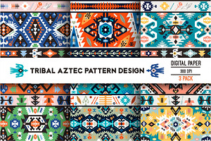 3 Geometric Boho Aztec Patterns
