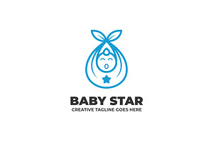 Cute Baby Monoline Logo Template