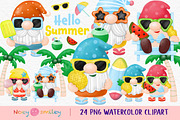 Watercolor Gnomes Summer Beach Clipa, an Illustration by Noey smiley (Thumbnail 1 of 8)