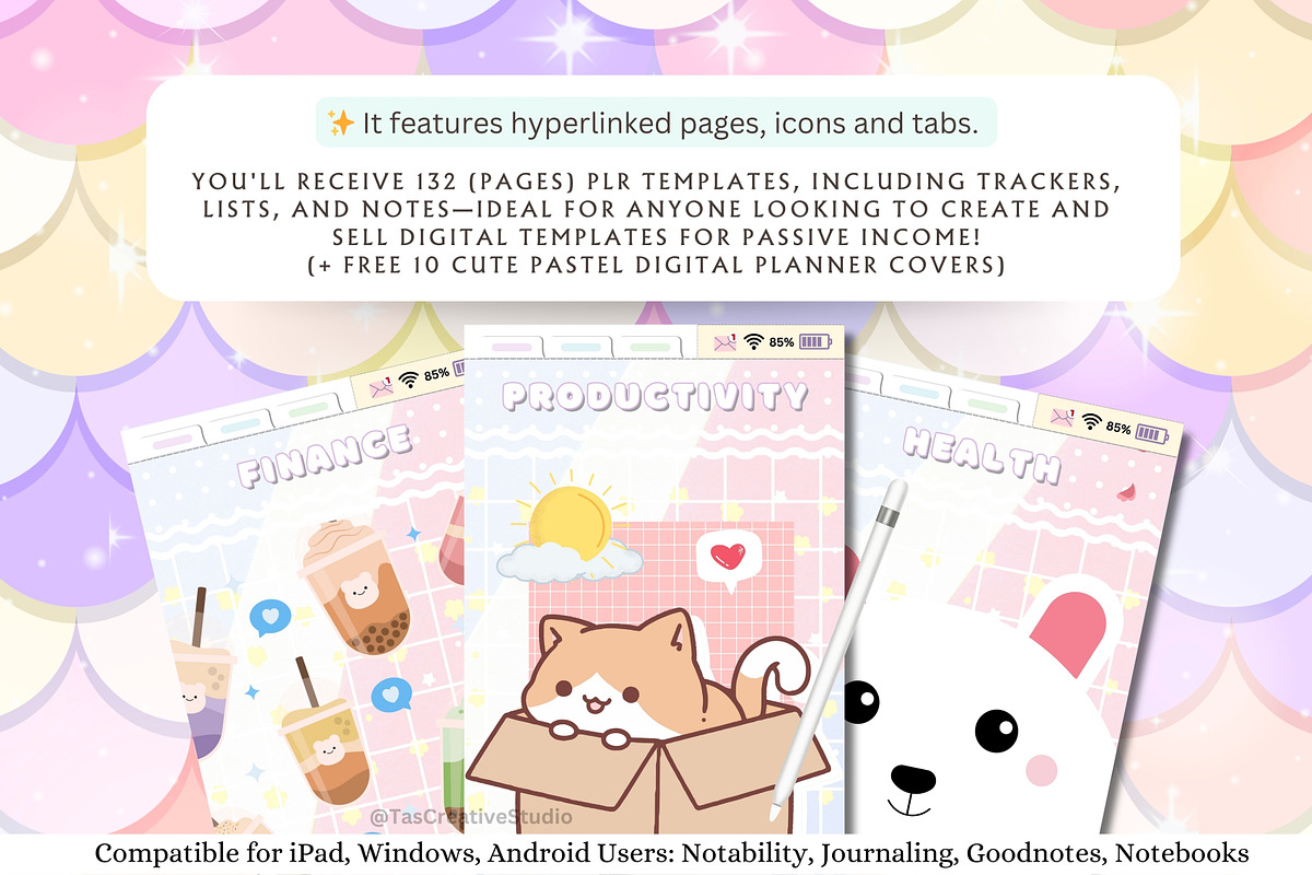 PLR Undated Digital Planner, a Stationery Template by Tas Creative Studio (Photo 4 of 8)