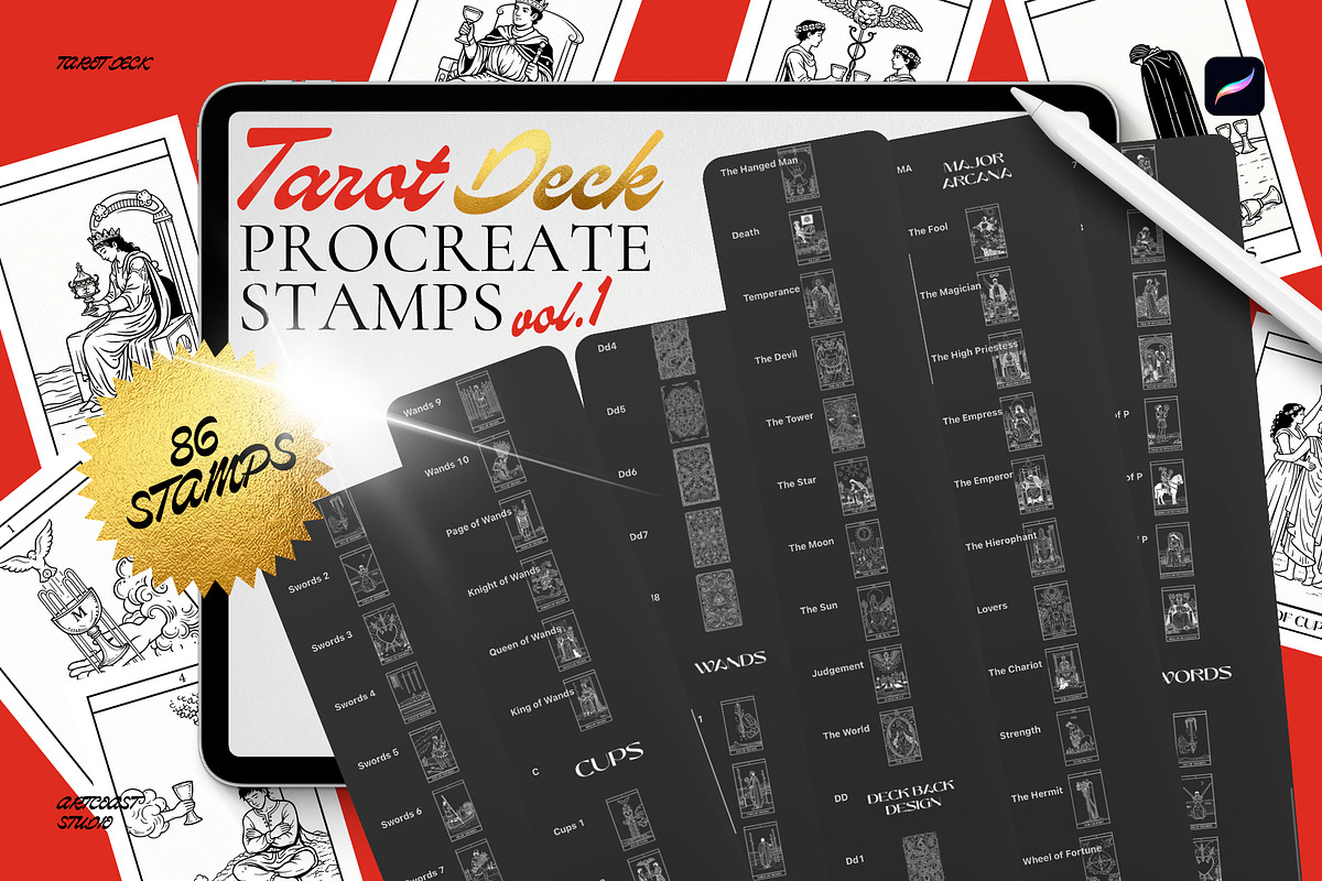 Procreate Tarot Deck Stamps, a Shape Add-On by Spasibenko Art (Photo 3 of 6)