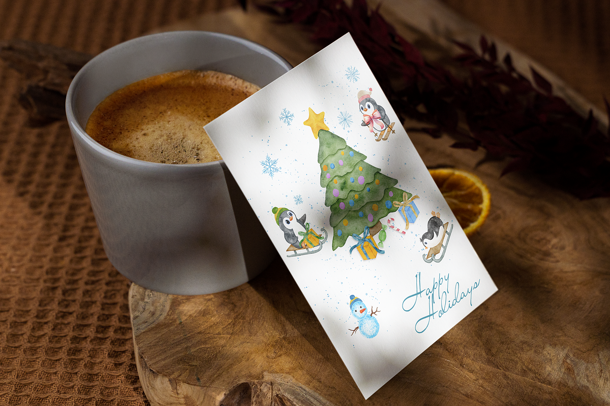 Penguin Winterland watercolor set, a Seasonal Illustration by Aurella Art (Photo 16 of 17)