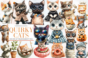 Funny Quirky Cats Clipart, an Illustration by Designworld