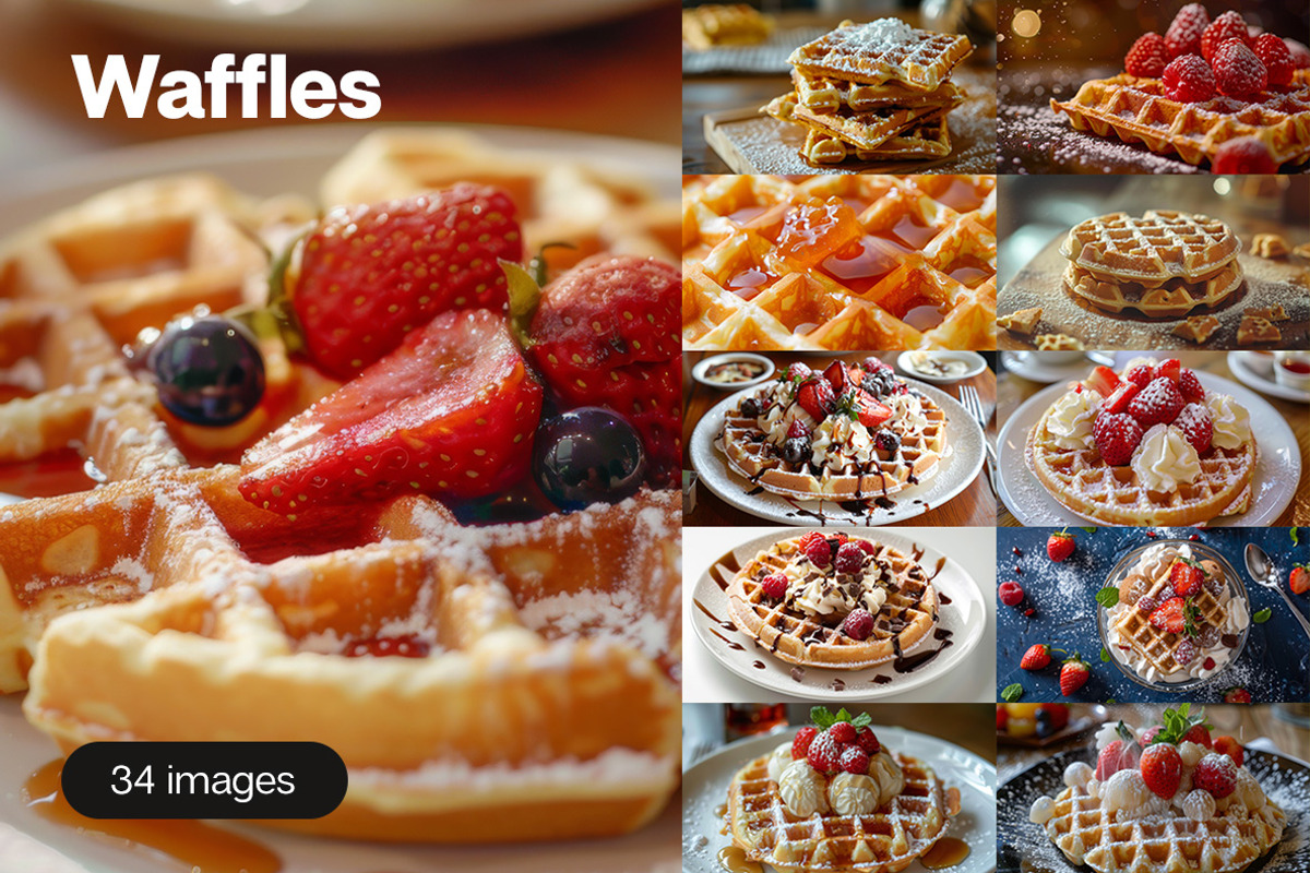 Waffles - 34 images, a Food & Drink Photo by Handmadefont (Photo 1 of 13)