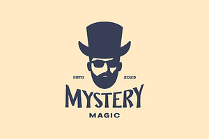 Man Magician Hat Cool Mystery Logo