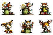 Whimsical Spring Funny Fox Clipart, an Illustration by CreationArt (Thumbnail 4 of 7)
