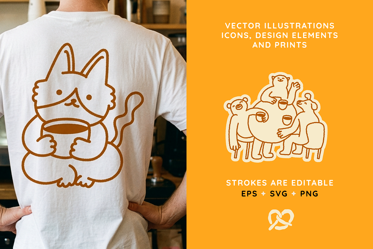 Animal Cafe. Mascots & Food Doodles, a Food Illustration by venimo (Photo 2 of 12)