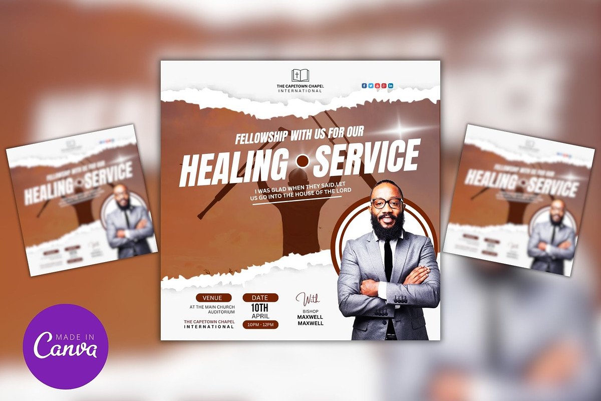 Church Healing Service Editable Post, a Social Media Template by Mishek Munene (Photo 1 of 4)