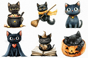 Watercolor Cute Halloween Black Cats, an Illustration by Craft Nest (Thumbnail 4 of 6)