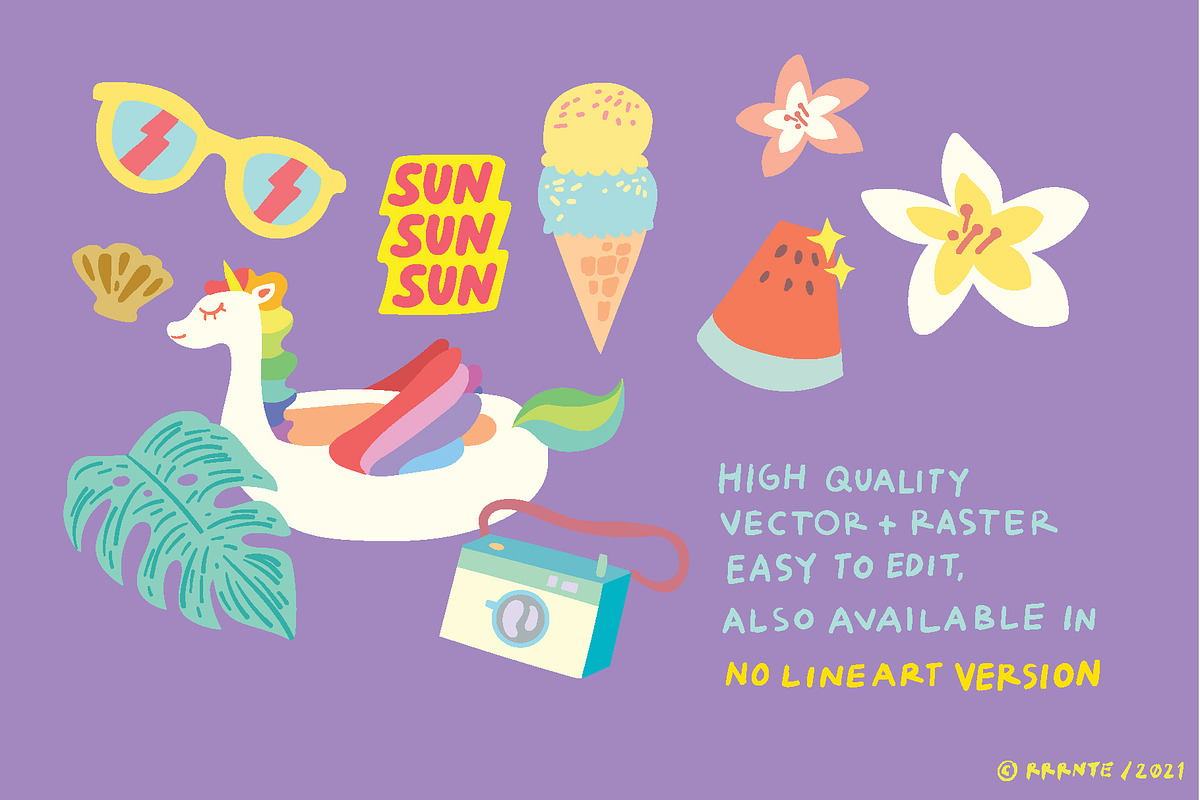 60+ Summer Element Clip Art Bundle, an Illustration by rrrnte (Photo 3 of 6)