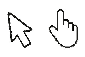 Computer Cursor And Hand Icons, an Object Illustration by Vector Creator