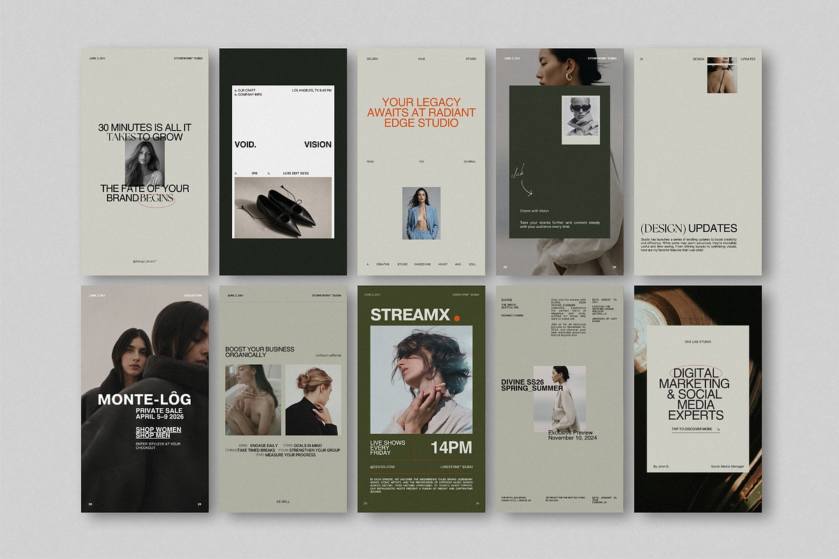 ZAVI | Instagram STORIES Bundle, a Social Media Template by The Aesthetic Studio (Photo 3 of 10)