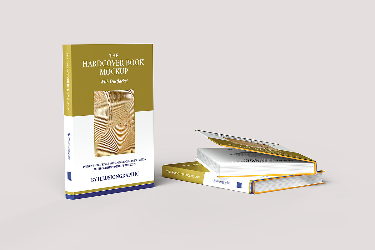 Hardcover Book w/ Dustjacket Mockup, a Books & Magazine Mockup by Illusiongraphic (Photo 2 of 20)