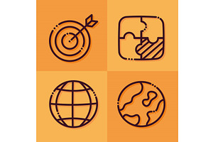 four bold business icons, an Object Illustration by studiogstock