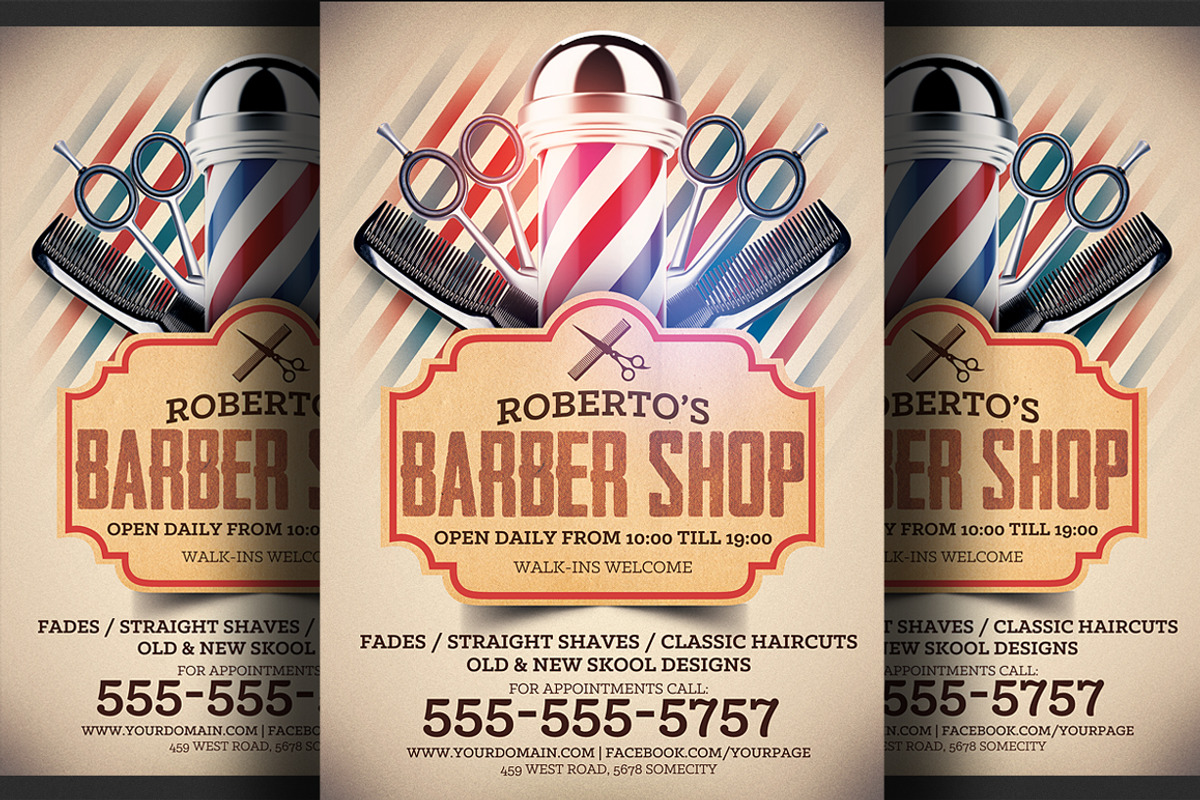 Barber Shop Flyer Template, a Flyer Template by Hotpin (Photo 1 of 3)