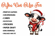 Whimsical Funny Christmas Cow, a Seasonal Illustration by CreationArt (Thumbnail 4 of 6)
