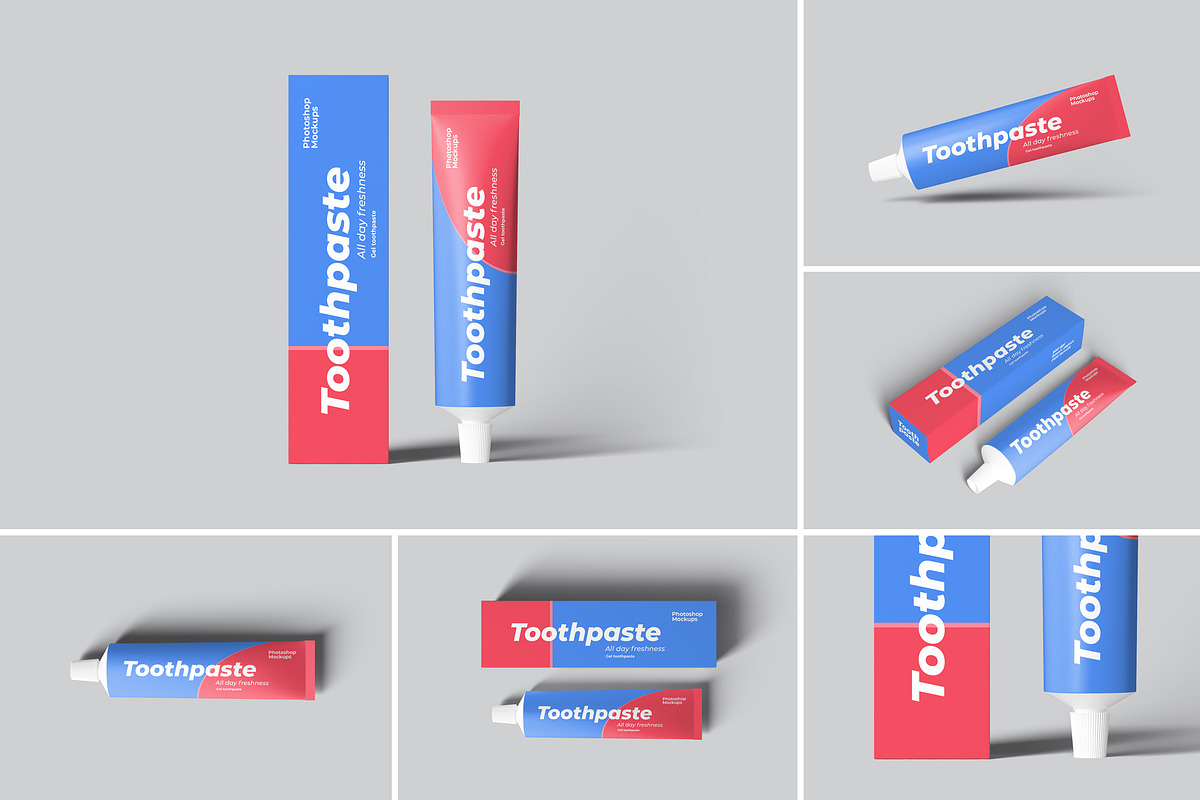 Toothpaste Packaging Mockups, a Cups & Container Mockup by artimasa (Photo 1 of 6)