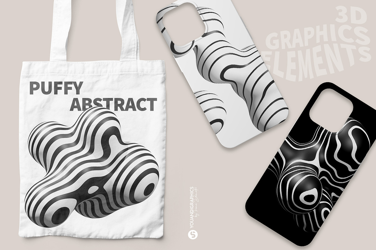 Puffy Abstract 3D Graphics Shapes, an Object Graphic by Youandigraphics (Photo 6 of 15)
