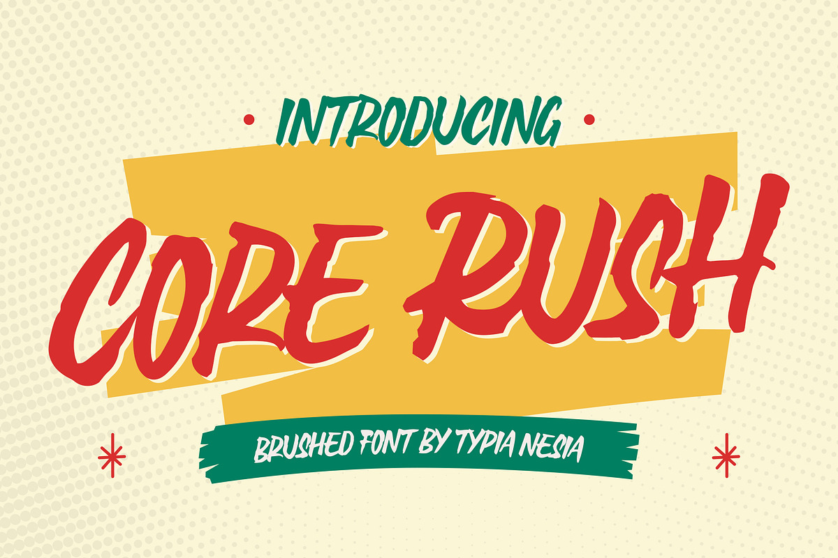 Core Rush - Retro Bodega Brush Font, a Handwritten Font by Typia Nesia (Photo 1 of 10)