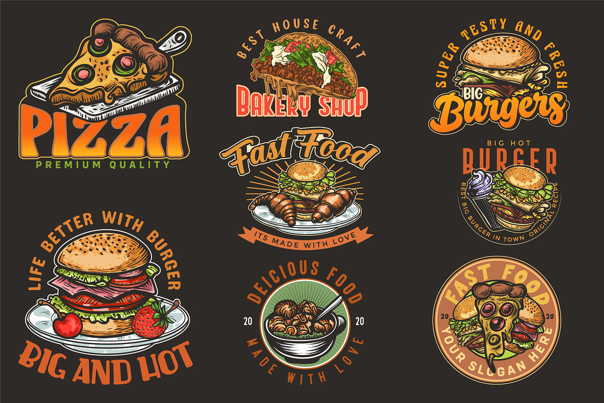 Set of vintage food labels vector, a Branding & Logo Template by Billah Hub