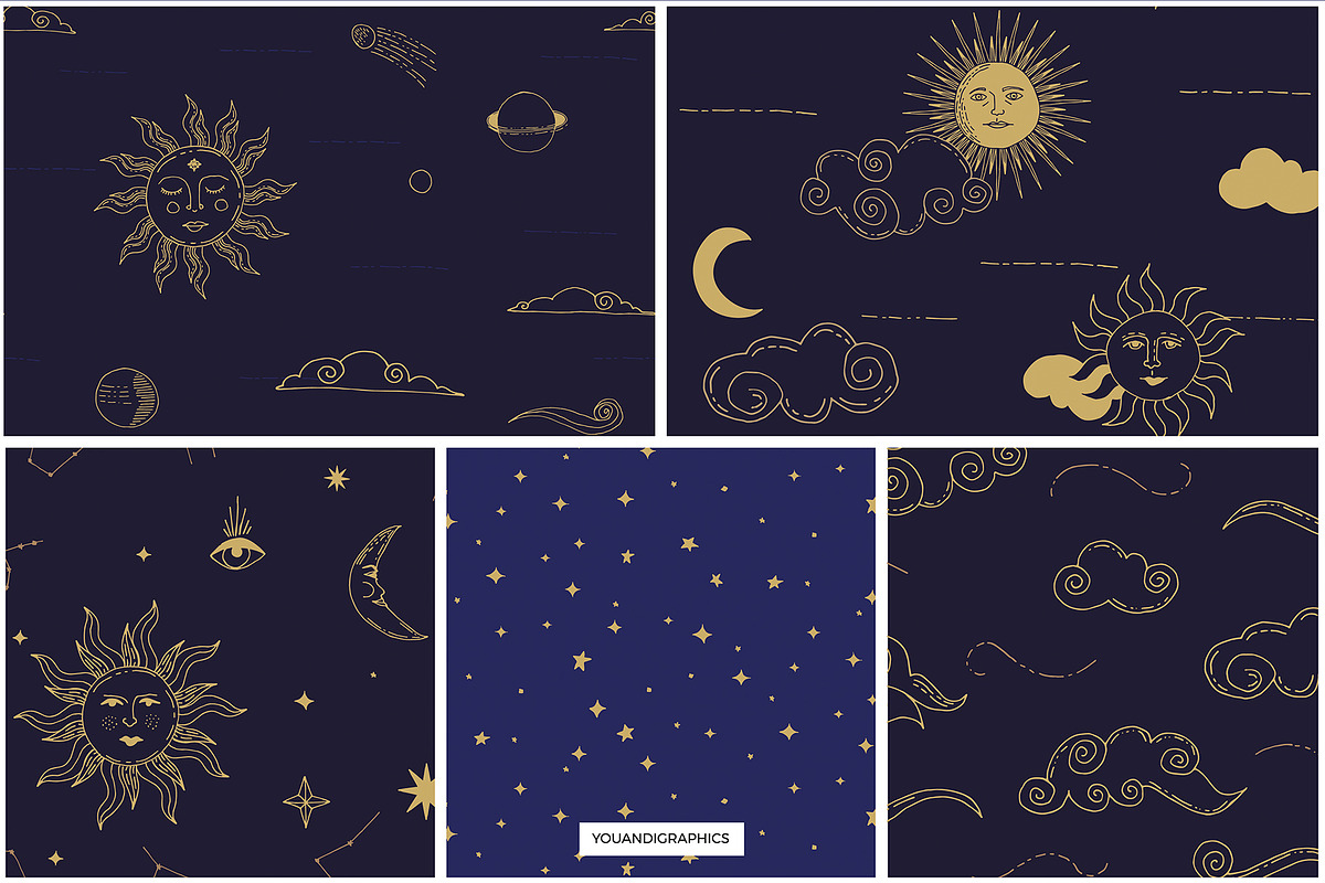 Celestial Patterns & Illustrations, a Pattern Graphic by Youandigraphics (Photo 10 of 14)