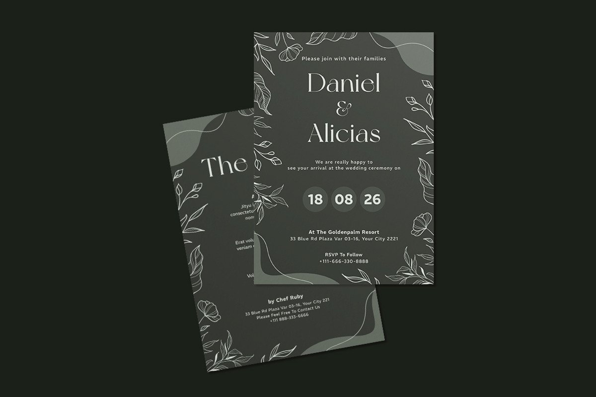 Leafy Suite Wedding Invitation, an Invitation Template by iDoodle Studio (Photo 2 of 4)