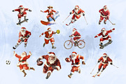 Santa Sports Watercolor Illustration, a Seasonal Illustration by Honey Island Studio (Thumbnail 2 of 3)