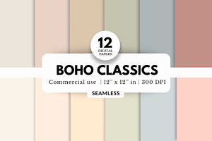 12 Boho Classics Digital Papers