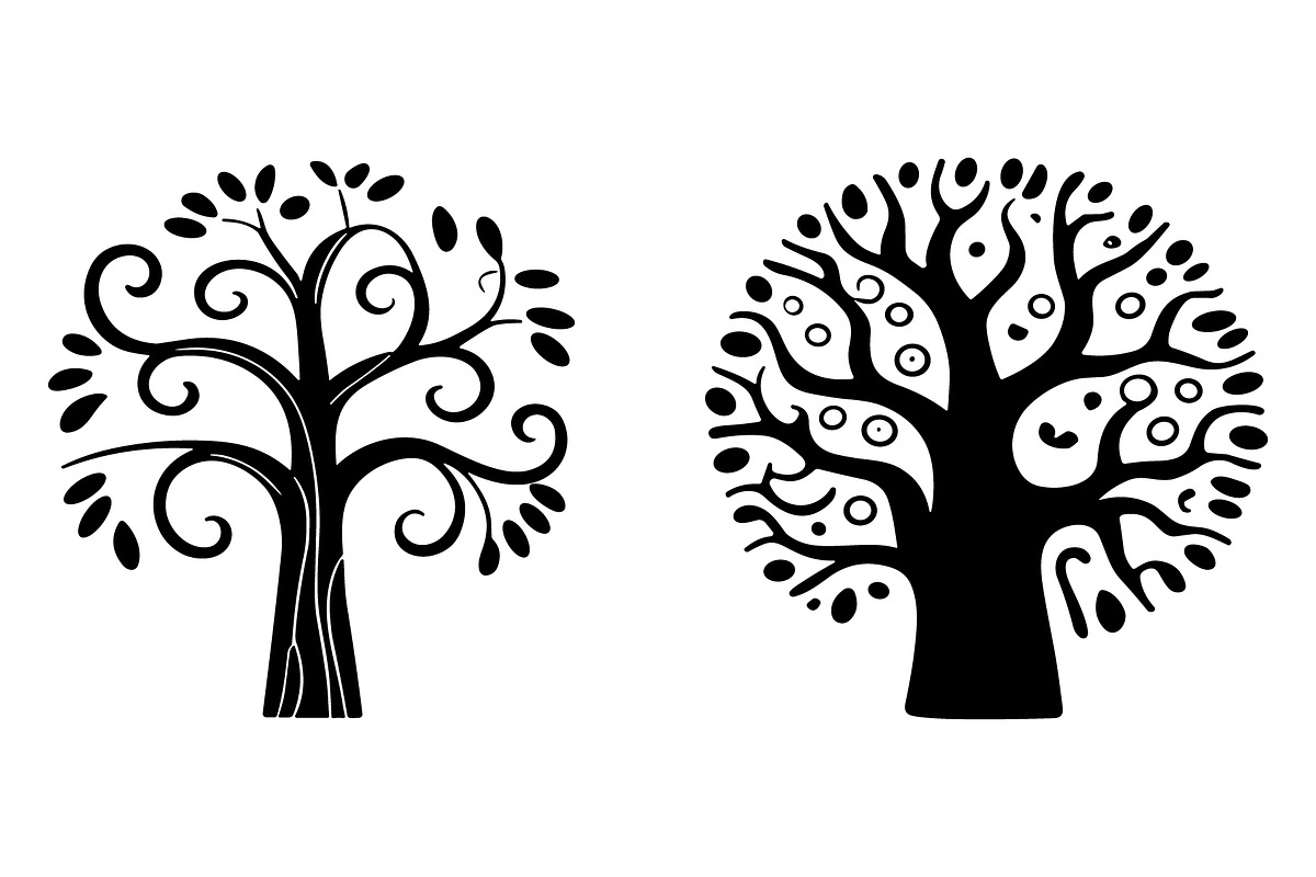 Stylized Tree Outline Clipart Pack, an Illustration by Designs_River (Photo 6 of 7)