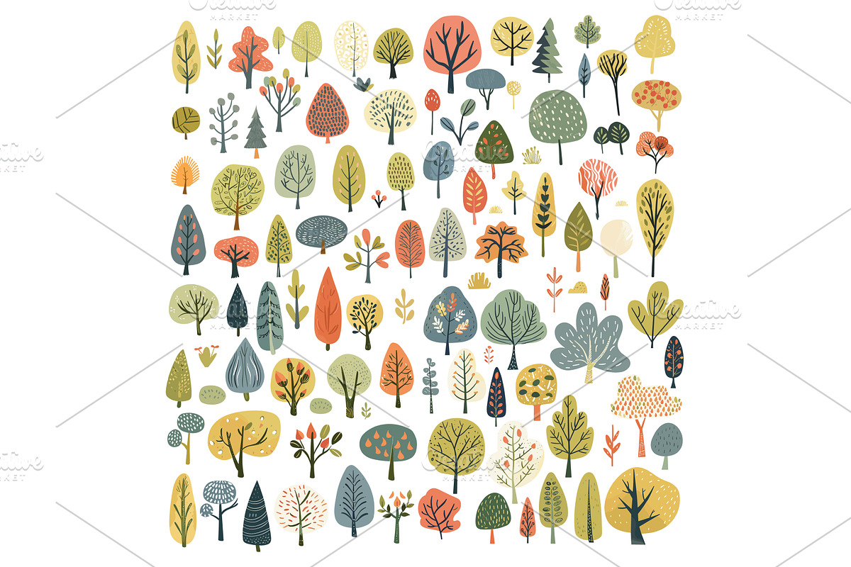 Trees in flat nordic style. Tree and, an Object Illustration by Valerie Bodnar