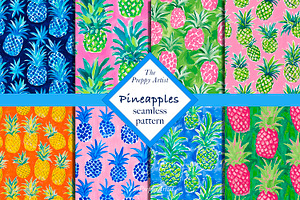 Seamless Preppy Pineapple Prints