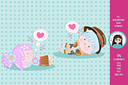 Valentine day kawaii cliparts, an Illustration by Cute Little Workshop (Thumbnail 6 of 6)