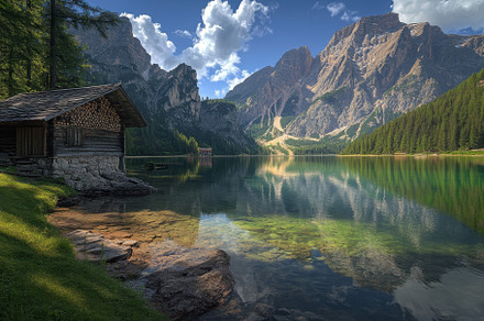 Stunning view of Lake Dobbiaco surro, a Photo by Iftikhar Alam