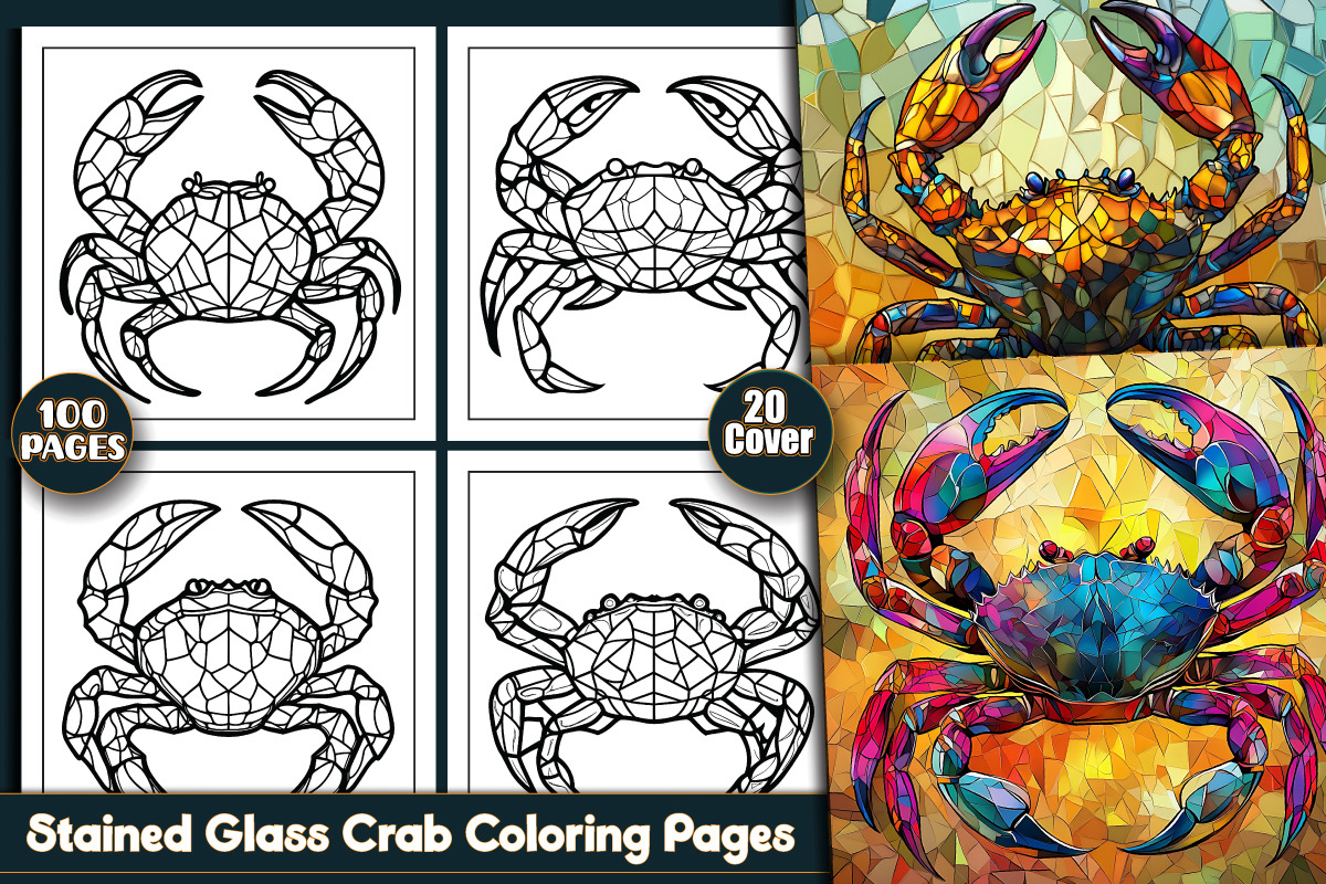 Stained Glass Crab Coloring Pages, an Animal Illustration by protabsorkar11 (Photo 1 of 6)