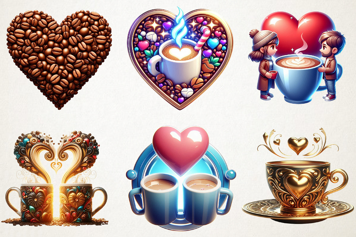 Coffee & Love Valentine Clipart Set, an Illustration by RobertsArt (Photo 6 of 7)