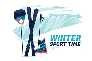 Ski Resort Flat Illustrations