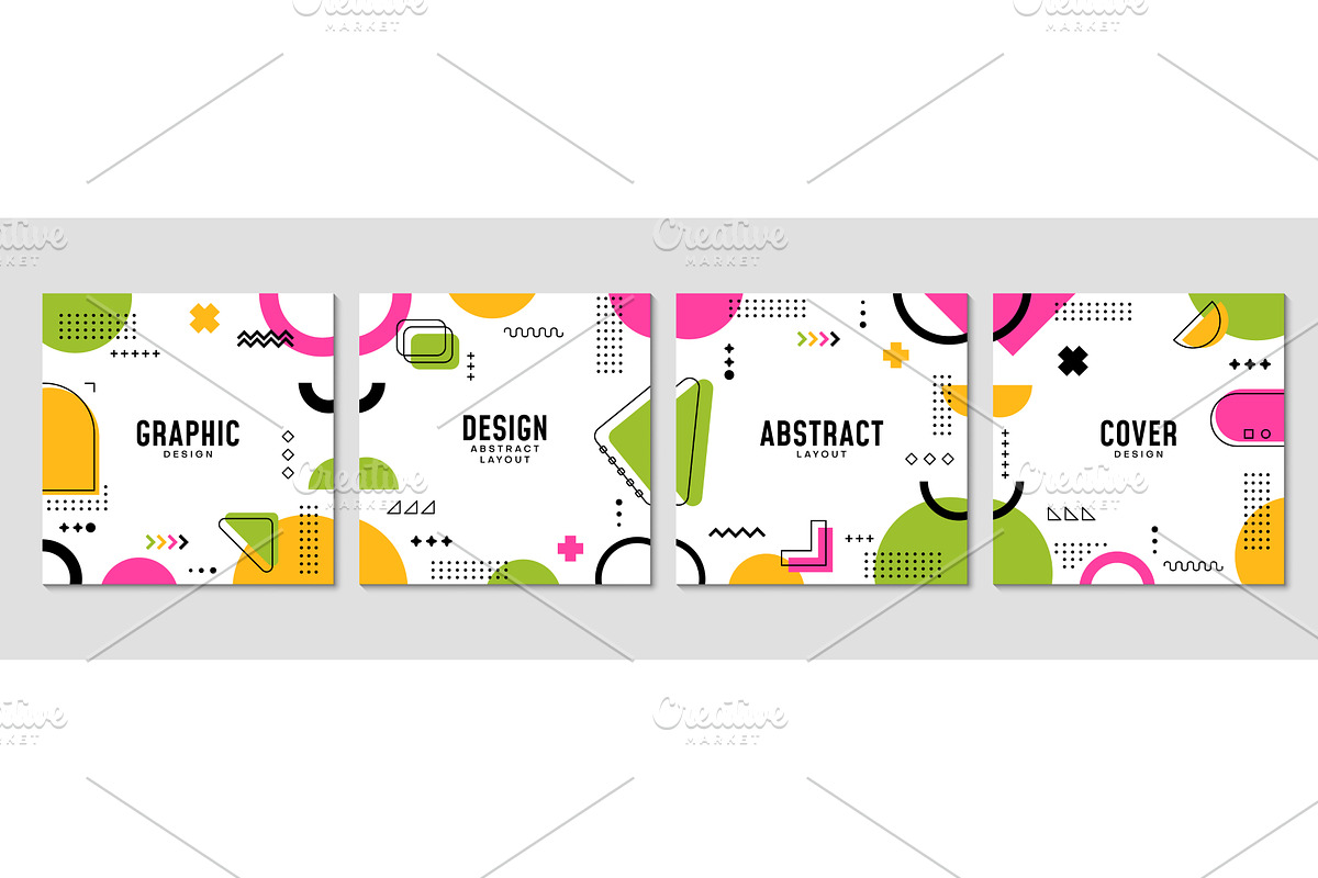 Memphis abstract cover layouts set, a Decorative Illustration by Buch&Bee