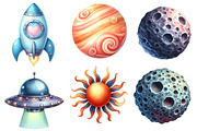 Astronaut and Space Watercolor Clipa, an Illustration by Designworld (Thumbnail 6 of 7)