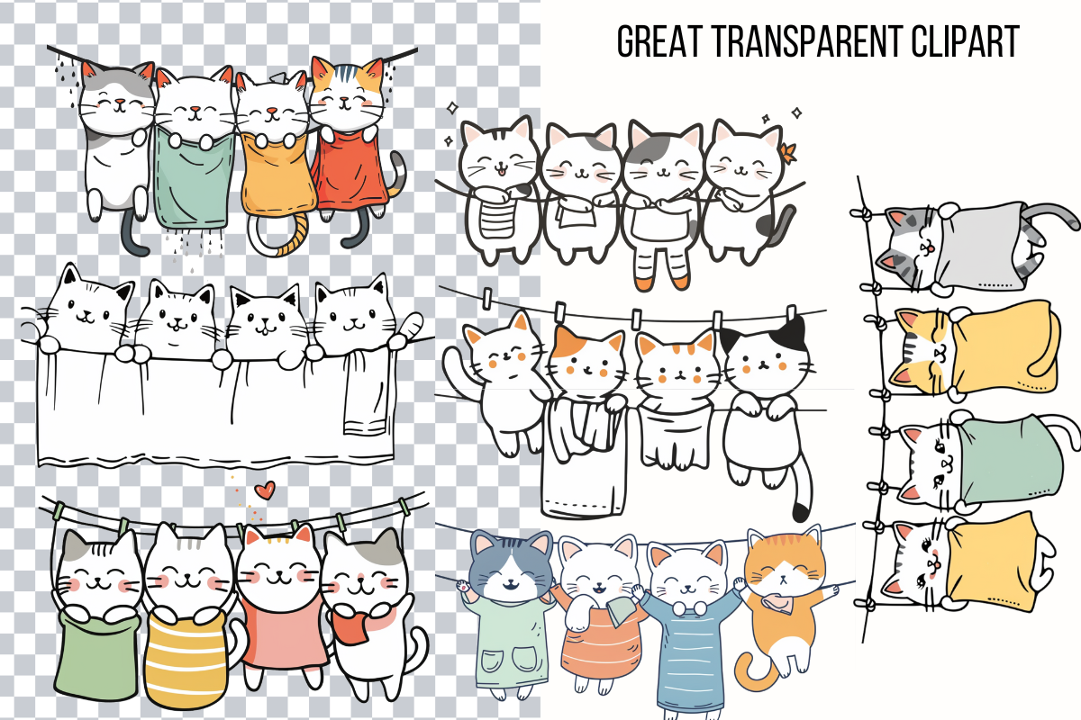 Hanging Cats Clipart, a Decorative Illustration by Paper Artsthetics (Photo 2 of 4)